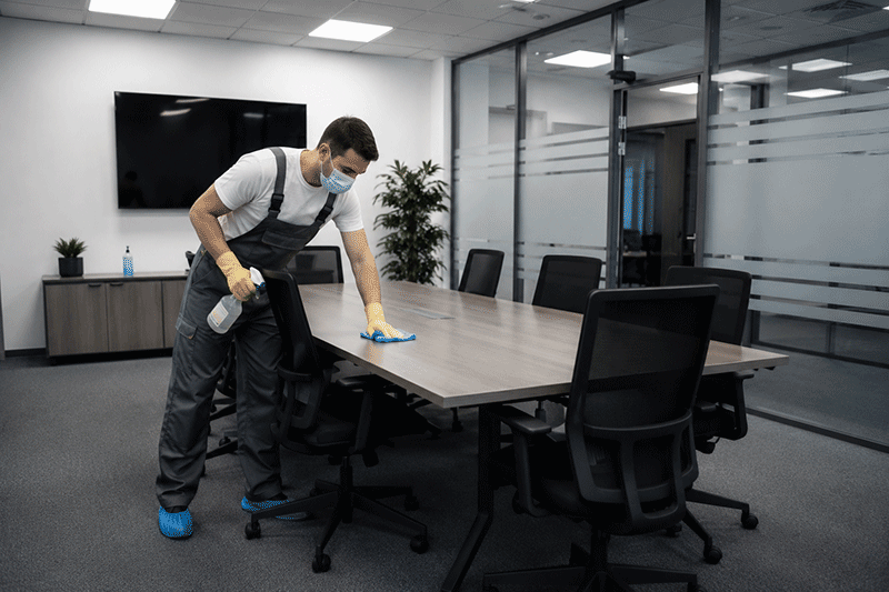 Entretien régulier ou ponctuel de vos locaux professionennels, bureaux, salles de réunion, sanitaire, espaces communs.